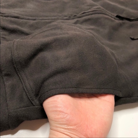 NEW York & Company Chocolate Brown Ruched Sleeve Pocket Zipup Hoodie SIZE S - Picture 8 of 12